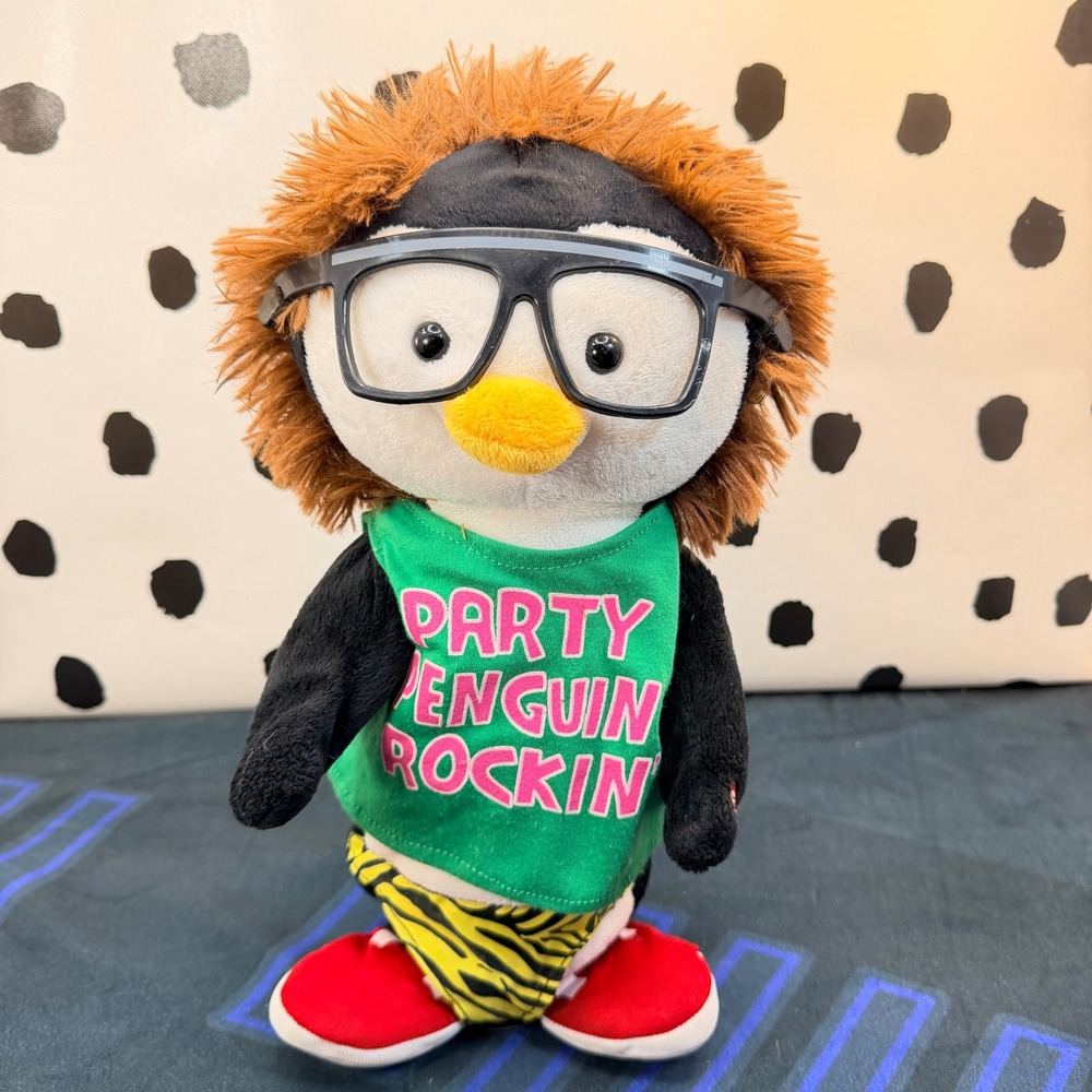 Dan Dee Party Penguin Rockin Animated LMFAO Plush Dances Redfoo Tiger Speedo 11"